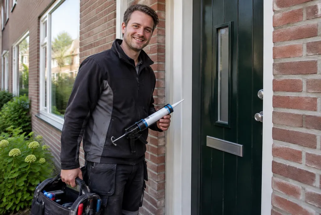 Vakman van Kitbedrijf Doetinchem bij de voordeur van een woning